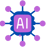 a purple and white logo with the word ai