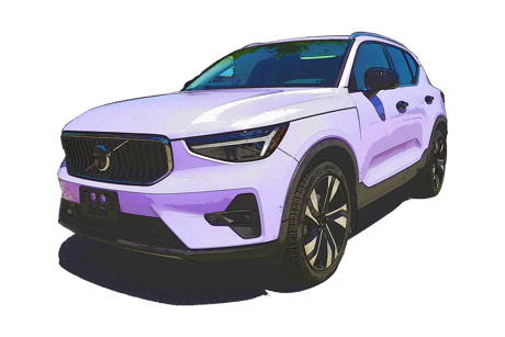 Cute lavender Volvo XC40 SUV for rent,  customized with a stylish wrap