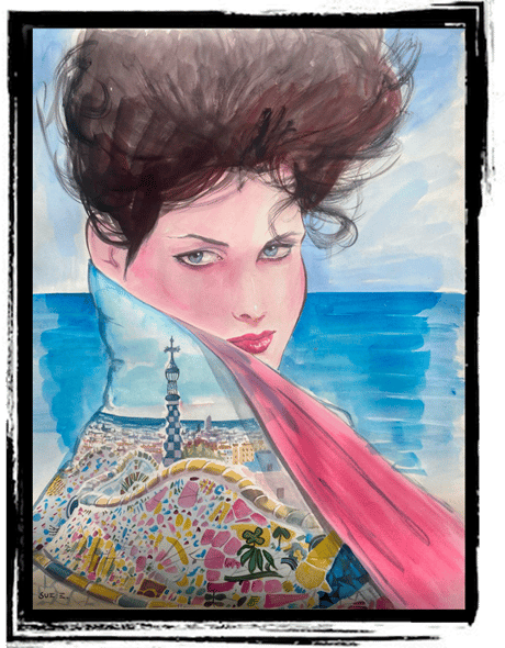 watercolor painting lady gaudi