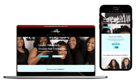 beauty company website design on desktop and mobile