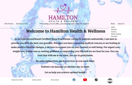 Hamilton Health's Old homepage