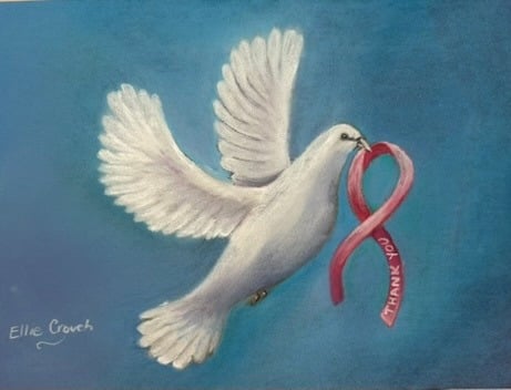 White Dove with Pink Ribbon