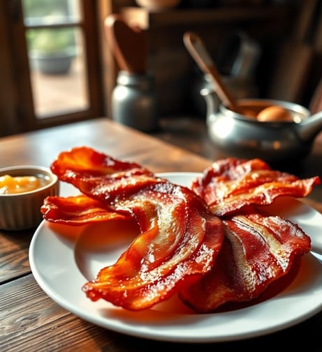 a plate of bacon