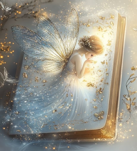 magical book with fairy and gold glitter awakening energy healing psychic readings fairytale session