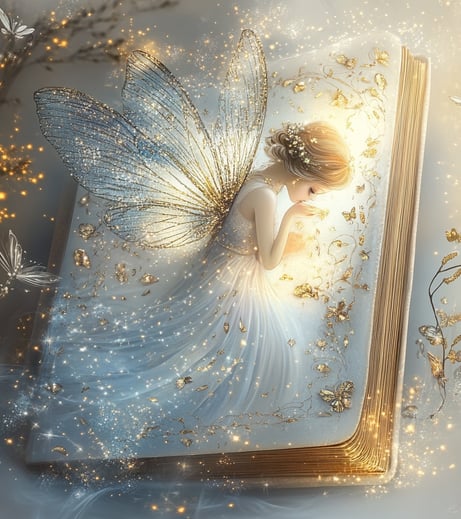 magical book with fairy and gold glitter awakening energy healing psychic readings fairytale session