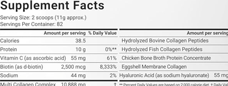 Micro Ingredients Multi Collagen Protein Powder label
