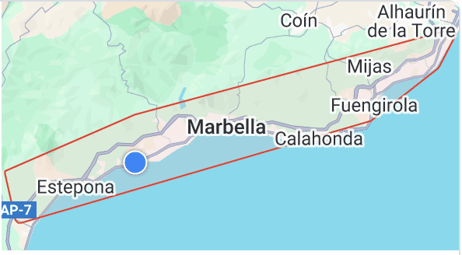 Area of services - Costa del Sol