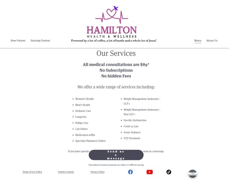 Hamilton Health's Old Services Page