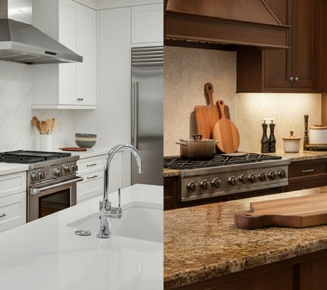 a kitchen with a stove top and a sink