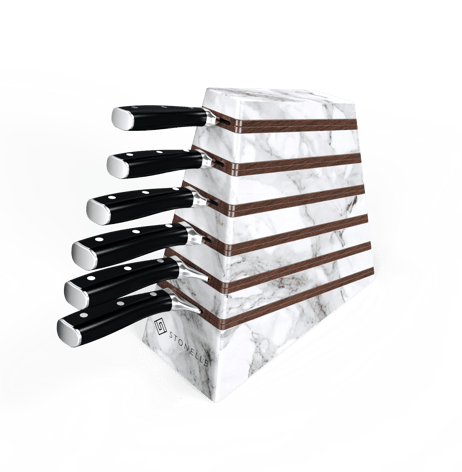 knife block made of marble and wood