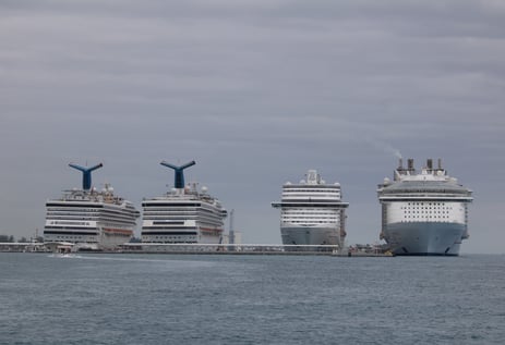 Four cruise ships side by side