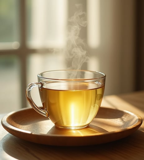 a cup of tea with steam coming out of it