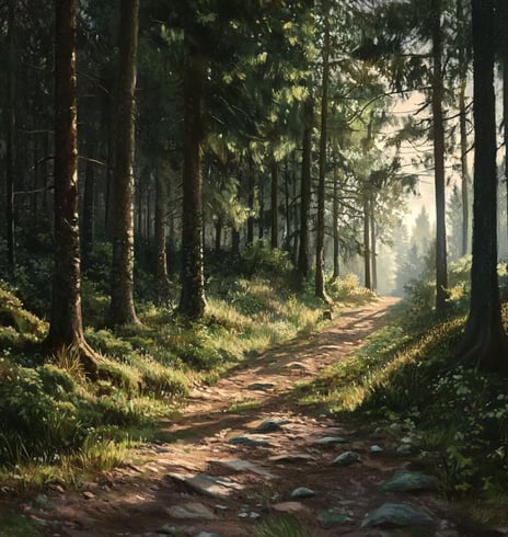 Een bos landschap met bomen