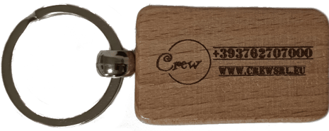 portachiavi in legno di faggio con incisione laser personalizzata su fronte e retro