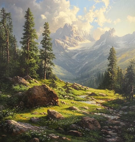 Een natuur landschap van een berg met bomen