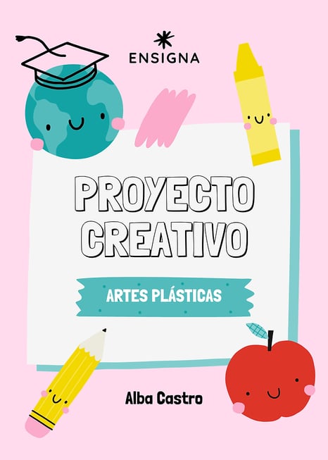 cartel con imágenes de materiales escolares divertido