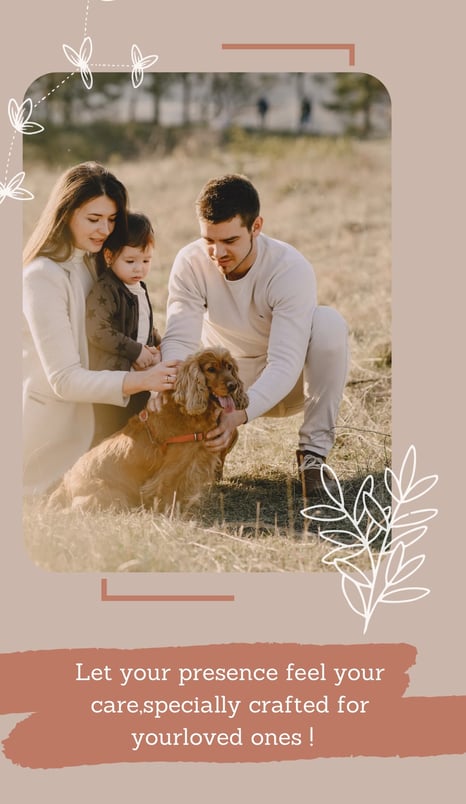 a family photo of a man and woman with a dog