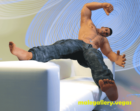 attractive young man on a sofa