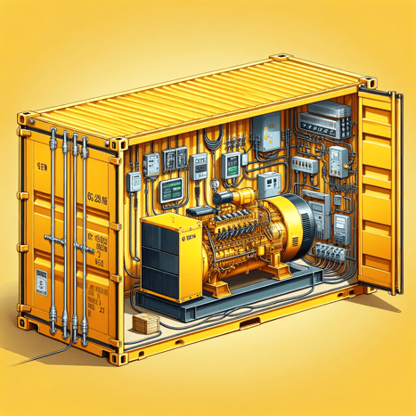 a container container with a generator and a generator