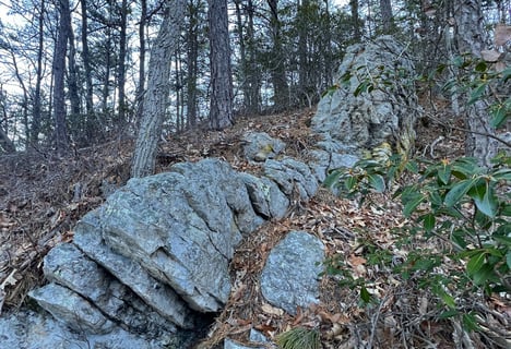 a rock wall located on the spec mine trail