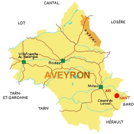 carte de l'Aveyron