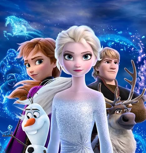 Elsa, Anna, de prins, olaf en het rendier uit Frozen 2