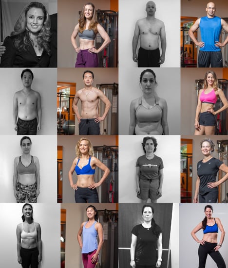 a collage of a group of people posing for a picture with before and after photos after losing weight