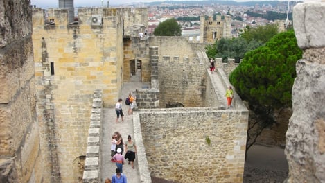 Lisbon - St. George Castle, the tops of walls were runways to carry supplies to archers & soldiers