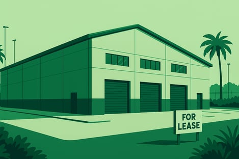 An illustration of a large warehouse for lease in Tampa Bay in the commercial real estate market