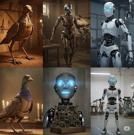 serie de imagenes donde muestra de forma clara la evolución de la Robótica