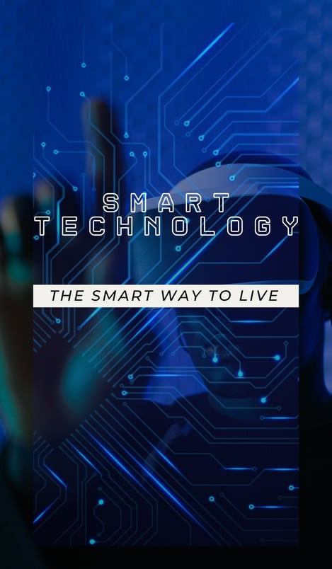 a person holding a smart phone with the words smart technology