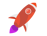a rocket ship with purple flame on the bottom