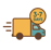 image of a truck with lines meaning moving and the symbol 3-7 days to communicate delivery time