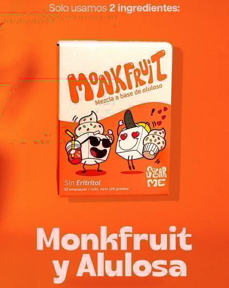 Endulzante natural con monkfruit y alulosa, sin calorías ni azúcares, ideal para cuidar tu salud