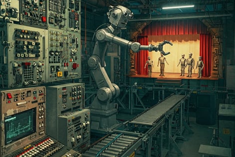 a robot that is standing in front of a stage