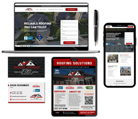 roofing company web design and branding layout