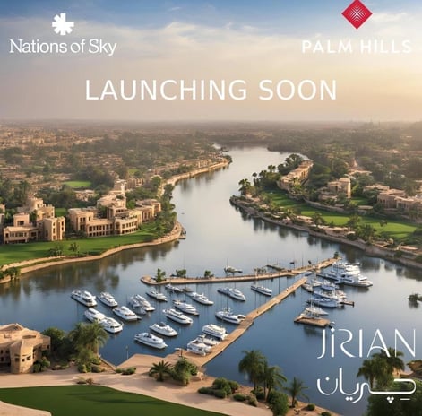 Row of luxury yachts near waterfront residences in Jirian project