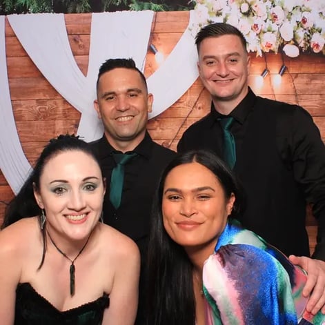 SweetAz Co. crew in the photo booth at Carly and Kahn's vow renewal, Redland Bay.