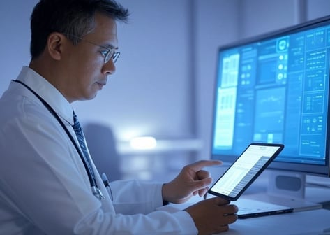 Medico utilizando inteligência artificial.