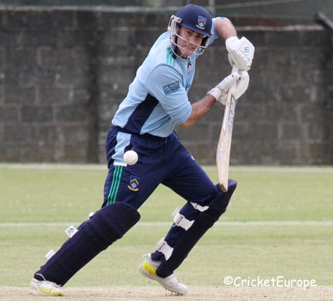 Marc Ellison batting against Woodvale, June 2023, courtesy of CricketEurope