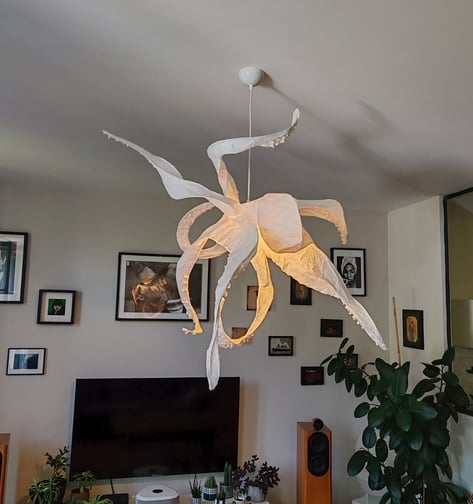 luminaire papier poulpe sculpture suspension sète