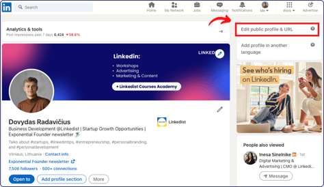 LinkedIn URL edit