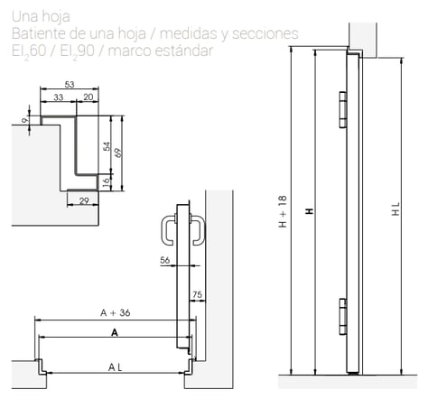 a drawing of a door handle latched to a door