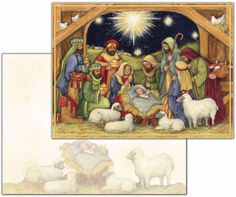 Card showing Nativity scene 