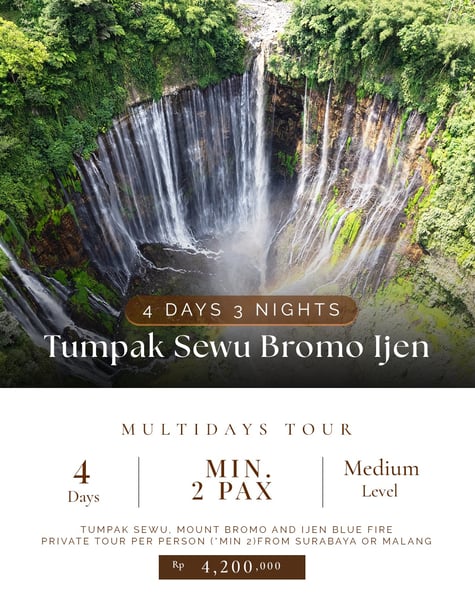 4d3n Bromo Ijen Tumpak Sewu Waterfall Tour
