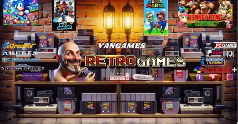 a man in a store with video game controllers