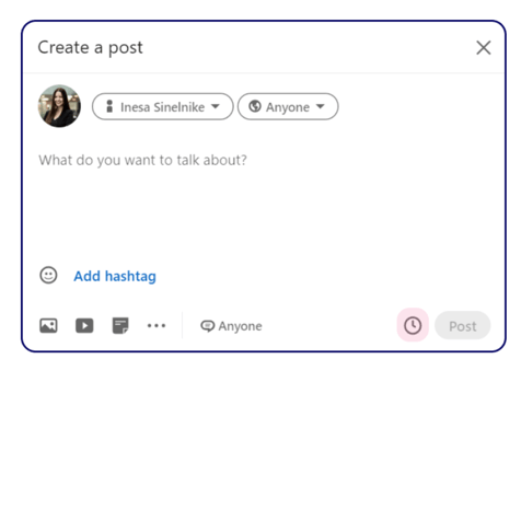 schedule a post feature on linkedin