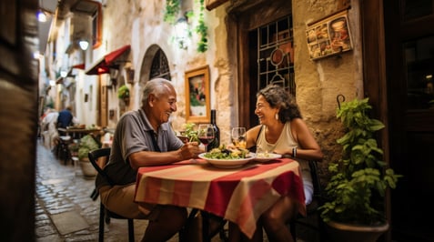  a couple enjoying the food in Teramo, Italy