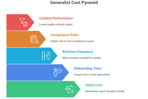 generalist writers may appear cheaper upfront but lead to ongoing costs for your business