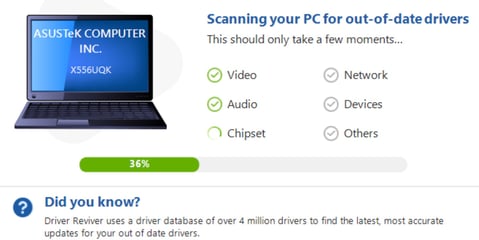 A computer being scanned for out of date drivers